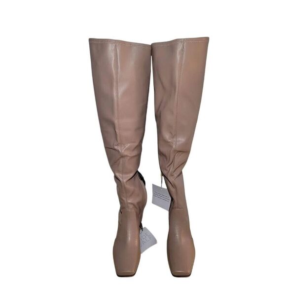 Franco Sarto Women's Wide Calf Beige Pisabt Knee High Boots Block Heel Size 9.5M - Picture 1 of 10